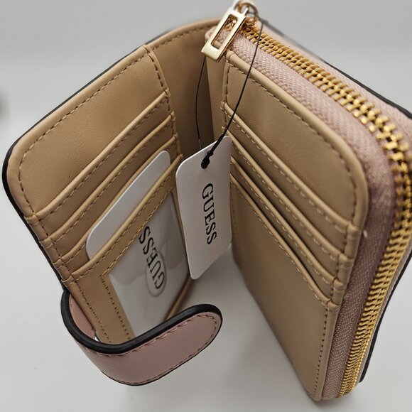 NWT Guess Pink Logo Trifold Wallet with Zip Coin Pocket - Picture 5 of 7